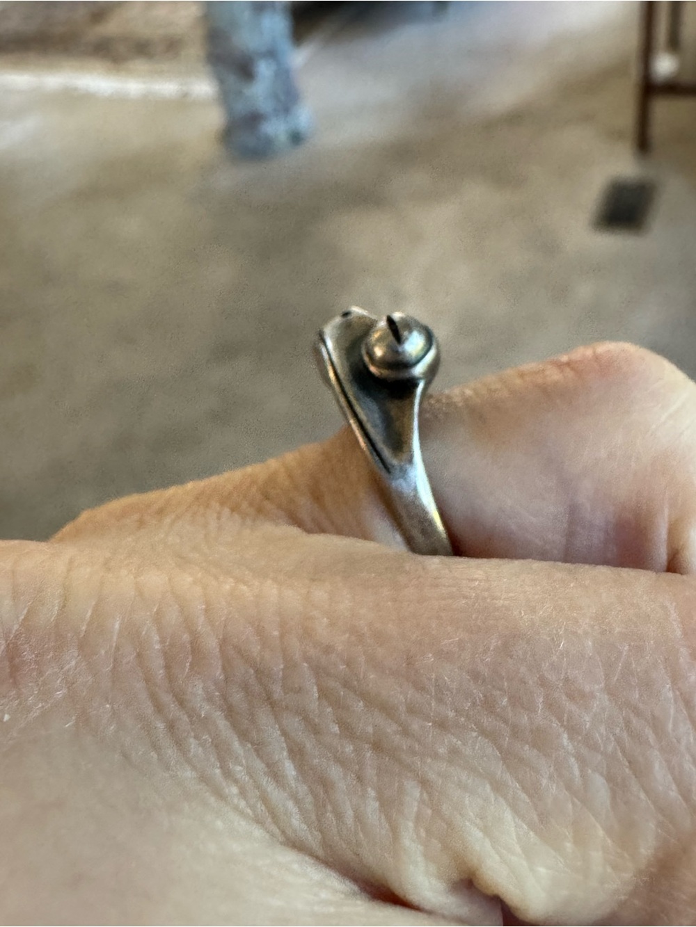 Oxidized Sterling Silver Vintage Frog Adjustable Ring Retro Frog Toad - Picture 5 of 7